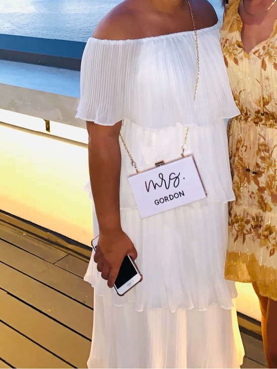 Elegant White Ruffled Layered Midi Dress - Picture 2 of 3